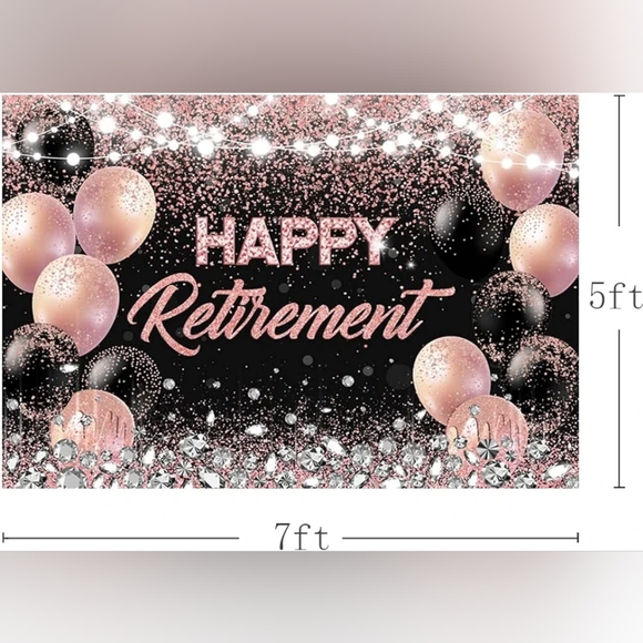 Like New Rose Gold and Black HAPPY RETIREMENT Backdrop Background Wall Decor 7x5 - Picture 4 of 4